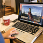 Фирменный премиальный чехол-обложка  с подставкой для Apple MacBook Pro 13 with Retina display Early 2015 ( MF839 / MF841 / MF840 / MF843) 13.3 из натуральной кожи серый