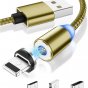 Кабель 3В1 для зарядки и передачи данных USB - Lighting/ Micro-USB/ Type-C с магнитными сменными разъемами 1 метр золотой
