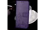 Фирменный чехол-книжка из качественной кожи с тиснением для HTC Desire 10 Pro фиолетовый с красивыми загадочными узорами женский детский прикольный необычный