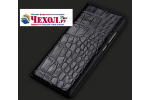 Фирменный роскошный эксклюзивный чехол из лаковой кожи крокодила черный для HTC U Ultra