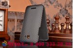 Фирменный вертикальный откидной чехол-флип для HTC Butterfly X920E черный кожаный