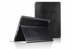 Фирменный чехол-футляр для Samsung Galaxy Tab Pro 8.4 SM-T320/T325 с мульти-подставкой и держателем для руки черный натуральная кожа "Deluxe" Италия