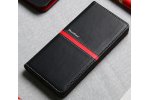 Чехол-книжка MyPads Una Fitto из водоотталкивающей импортной эко-кожи на жёсткой металлической основе для Samsung Galaxy S8 Plus SM-G955 черный с красной полосой