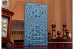 Фирменный роскошный эксклюзивный чехол с объёмным 3D изображением рельефа кожи крокодила синий для Samsung Galaxy S2 / S2 Plus GT-i9100/i9105 . Только в нашем магазине. Количество ограничено