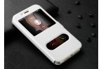 Фирменный чехол-книжка для Samsung Galaxy J7 Nxt / J7 Neo SM-J701F/DS 5.5 белый с окошком для входящих вызовов и свайпом водоотталкивающий