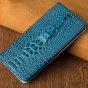 Чехол-книжка MyPads Premium для OnePlus Nord CE 2 Lite 5G из натуральной кожи с объёмным 3D рельефом головы кожи крокодила роскошный эксклюзивный синий. Только в нашем магазине. Количество ограничено