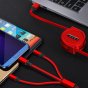Выдвижной портативный кабель для зарядки мобильного телефона USB 2.0 Тип А - Lighting/ Micro-USB/ Type-C (3 в 1) с быстрой зарядкой - 120 см