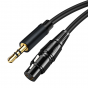 Акустический аудиокабель XLR - Jack 3.50 шнур для караоке, микшера, для мероприятий черный 3 метра