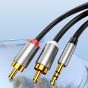 Акустический аудиокабель Jack 3.5 на 2xRCA для подключения акустических систем колонок, сабвуфер, компьютера