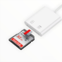 Фирменный OTG кард-ридер SD-Lighting для iPhone 8/ X/ XR/ XS Max/ iPad для передачи данных белый