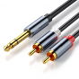 Акустический аудиокабель Jack 6.35 на 2xRCA для подключения акустических систем, колонки, сабвуфер 2 метра
