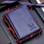 Вертикальный кошелек, мужской кожаный бумажник темно-синий MyPads M-027 из натуральной кожи с антимагнитной защитой от сканирования данных красивый и стильный подарок мужчине на День рождения, юбилей, 18 19 20 25 30 35 лет