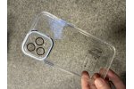 Чехол панель накладка бампер MyPads Кгud для iPhone 14 Pro Max тонкая пластиковая крышка с защитой задней камеры прозрачная голубая