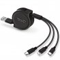 Выдвижной портативный кабель для зарядки мобильного телефона USB 2.0 Тип А - Lighting/ Micro-USB/ Type-C (3 в 1) с быстрой зарядкой - 120 см