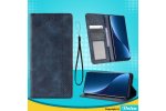 Противоударный чехол MyPads для ZTE Axon 20 4G с карманом для фото и карт, искусственная кожа, синий