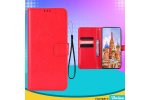 Противоударный чехол для Motorola G35 5G MyPads с карманом для фото и карт, экокожа, красный