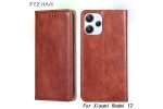Чехол-книжка MyPads для Xiaomi Redmi 12 4G, флипом магнитным замком противоударный, коричневый