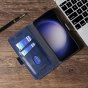 Чехол-книжка MyPads для Samsung Galaxy S24, синийсерый