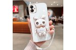 Чехол MyPads для Samsung Galaxy A04, с шнурком и подставкой кролик, белый