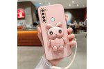 Чехол MyPads для Xiaomi Redmi Note 8 и Note 8 (2021) - Силиконовый с подставкой для кроликов (Розовый)