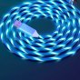 Кабель 3в1 для передачи данных зарядки телефона USB - Lighting/ Micro-USB/ Type-C/ c светящийся LED подсветкой голубой