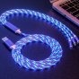 Кабель 3в1 для передачи данных зарядки телефона USB - Lighting/ Micro-USB/ Type-C/ c светящийся LED подсветкой голубой