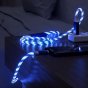 Кабель 3в1 для передачи данных зарядки телефона USB - Lighting/ Micro-USB/ Type-C/ c светящийся LED подсветкой голубой