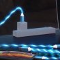 Кабель 3в1 для передачи данных зарядки телефона USB - Lighting/ Micro-USB/ Type-C/ c светящийся LED подсветкой голубой