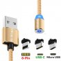 Кабель 3В1 для зарядки и передачи данных USB - Lighting/ Micro-USB/ Type-C с магнитными сменными разъемами 1 метр золотой
