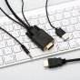 Кабель адаптер-переходник HDMI - VGA (m) - AUX 3.5 jack для подключение к ноутбуку телевизору и проектору 1080p в HD качестве 2 метра