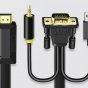 Кабель адаптер-переходник HDMI - VGA (m) - AUX 3.5 jack для подключение к ноутбуку телевизору и проектору 1080p в HD качестве 2 метра
