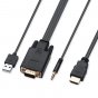 Кабель адаптер-переходник HDMI - VGA (m) - AUX 3.5 jack для подключение к ноутбуку телевизору и проектору 1080p в HD качестве 2 метра