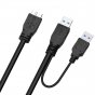 Кабель-переходник для передачи данных USB 3.0 A - MicroUSB-B с дополнительным USB для мобильных телефонов компьютеров и внешних жестких дисков 60см