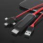 Универсальный кабель адаптер-переходник HDMI - Type-C/ Lighting/ Micro-USB/ USB для подключение к ноутбуку телевизору и проектору и мобильных телефонов 1080p в HD качестве 