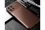 Чехол панель-бампер из тончайшего и прочного силикона для Samsung Galaxy A22 4G SM-A225F (2021) с матовой отделкой «под карбон» коричневая