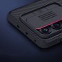 Чехол панель-бампер MyPads Tenda для OnePlus Ace 3v / OnePlus nord ce4 из пластика с закрывающейся камерой и матовой отделкой «под карбон» с защитой шторкой заглушкой для камеры черная