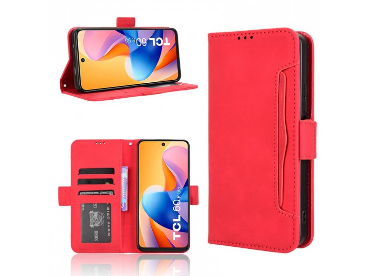 Чехол-книжка MyPads «Slot Per Schede» для TCL 60 R 5G из качественной импортной кожи с подставкой, магнитной з..