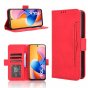 Чехол-книжка MyPads «Slot Per Schede» для TCL 60 R 5G из качественной импортной кожи с подставкой, магнитной застежкой и отделением для банковских карт, красный