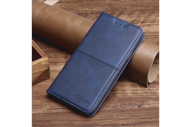Чехол-книжка MyPads Cuciture Eleganti для Samsung Galaxy M31s SM-M317F (2020) из импортной эко-кожи прошитый элегантной прострочкой Ретро синий с магнитной крышкой