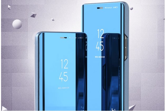 Чехол-книжка MyPads для Samsung Galaxy M31 SM-M315 (2020 с дизайном Clear View Cover с полупрозрачной пластиковой крышкой с зеркальной поверхностью синий