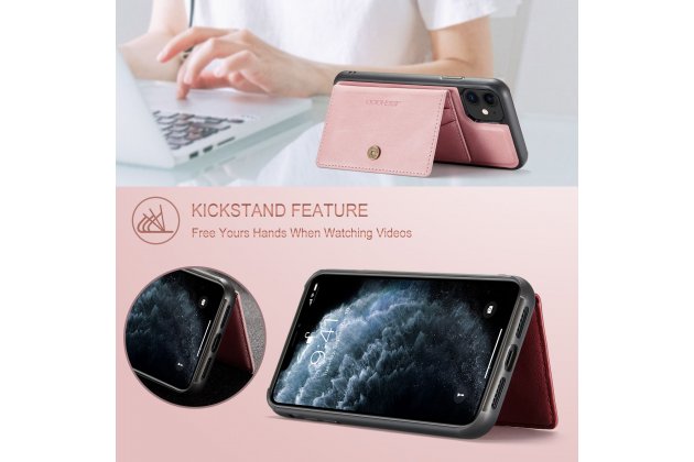 Магнитный кожаный чехол DG.MING / MyPads для Apple iPhone 11 Pro (Эпл Айфон 11 Про), держатель карты, 2-в-1 чехол из спилка