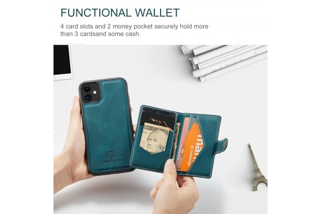 Магнитный кожаный чехол DG.MING / MyPads для Apple iPhone 11 Pro (Эпл Айфон 11 Про), держатель карты, 2-в-1 чехол из спилка