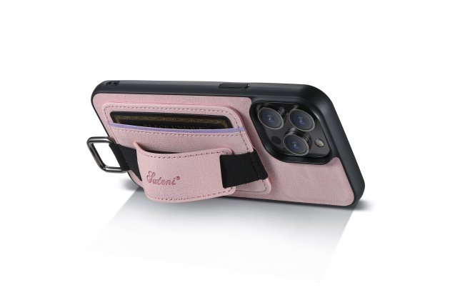 Ремешок-чехол для iPhone 11 Pro MyPads, с отделением для карт, противоударный, розовый