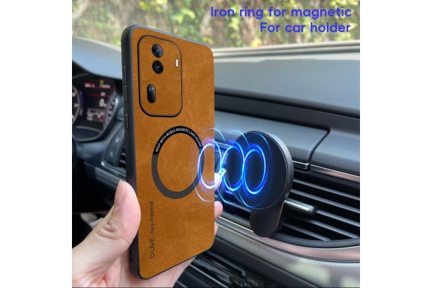 Кожаный чехол MyPads для Oppo Reno 11 5G с магнитной крышкой Magsafe из овечьей кожи