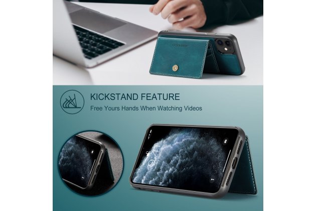 Магнитный кожаный чехол DG.MING / MyPads для Apple iPhone 11 Pro (Эпл Айфон 11 Про), держатель карты, 2-в-1 чехол из спилка
