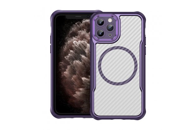 Магнитный чехол MyPads для Apple iPhone 11 Pro (Эпл Айфон 11 Про) с текстурой углеродного волокна