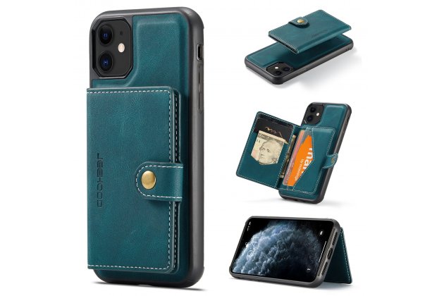 Магнитный кожаный чехол DG.MING / MyPads для Apple iPhone 11 Pro (Эпл Айфон 11 Про), держатель карты, 2-в-1 чехол из спилка