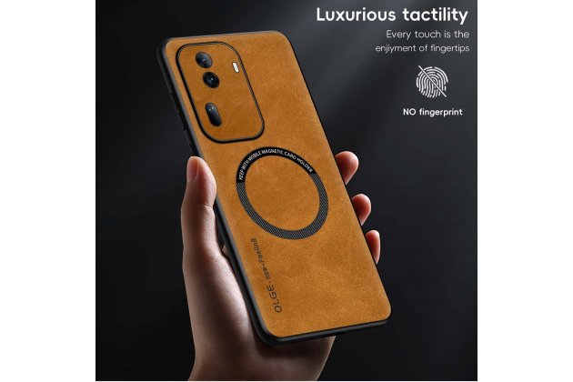 Кожаный чехол MyPads для Oppo Reno 11 5G с магнитной крышкой Magsafe из овечьей кожи