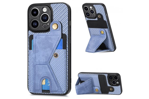 Ремешок-чехол MyPads для iPhone 11 Pro, отделение для карт, ударопрочный, синий