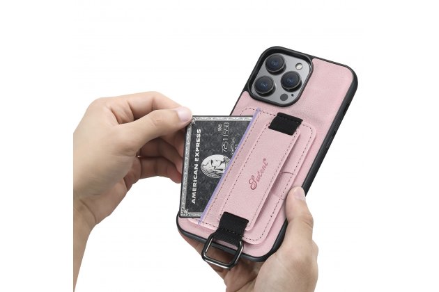 Ремешок-чехол для iPhone 11 Pro MyPads, с отделением для карт, противоударный, розовый